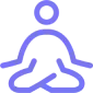 Follow-Up Icon for Ongoing Yoga Practice Support Icon of a person in a seated meditation pose, representing follow-up sessions for maintaining regular yoga practice